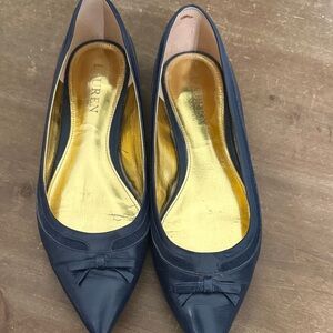 Lauren Ralph Lauren Navy Pointed-Toe Bow Ballet Flats✨7.5B